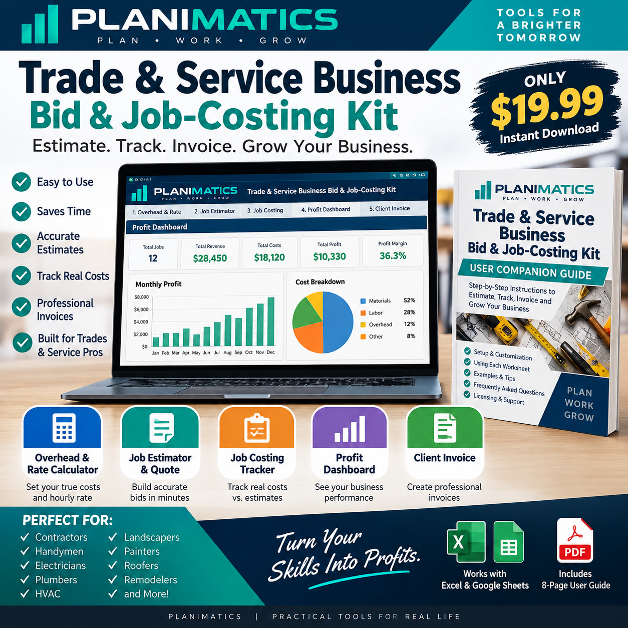 Planimatics Trade and Service Business Bid and Job-Costing Kit